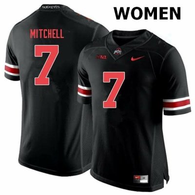 NCAA Ohio State Buckeyes Women's #7 Teradja Mitchell Black Out Nike Football College Jersey OVW2445FJ